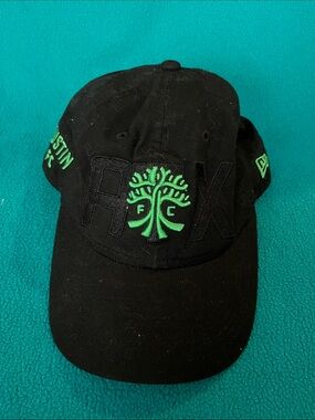 Austin FC Soccer League New Era Black Hat with Green Logo & Lettering